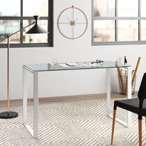 Glass desk 2024 silver legs